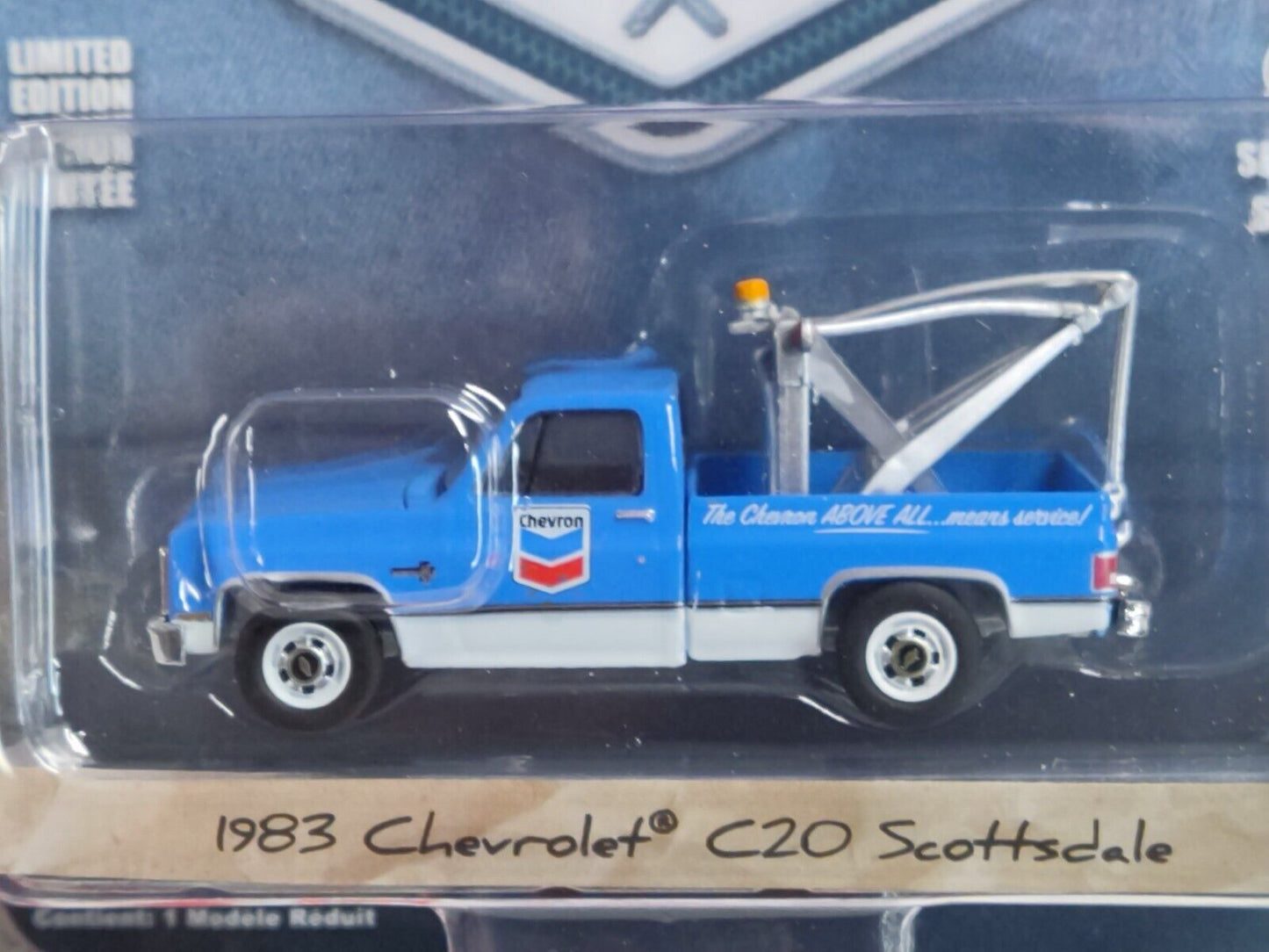 GreenLight Blue Collar Series CHEVRON  1983 Chevrolet C20 Scottsdale  1:64 Scale