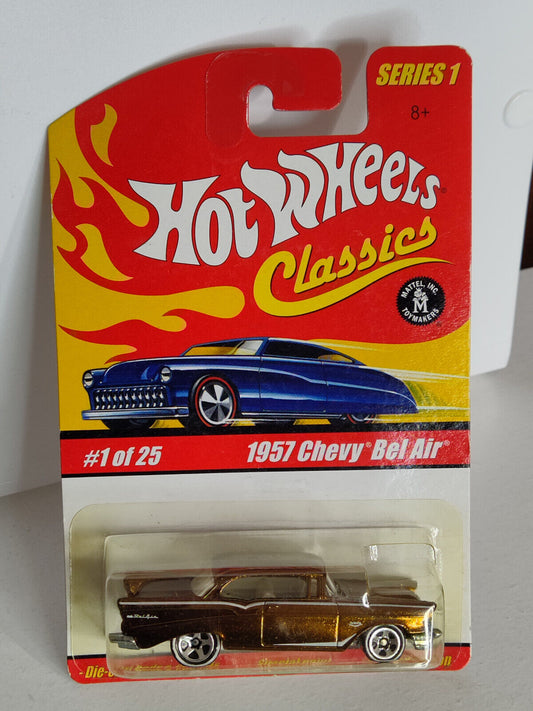 Hot Wheels #H7066 Classics Series 1 #1 1957 Chevy Bel Air (GOLD)BLSTER YELLW(LcO