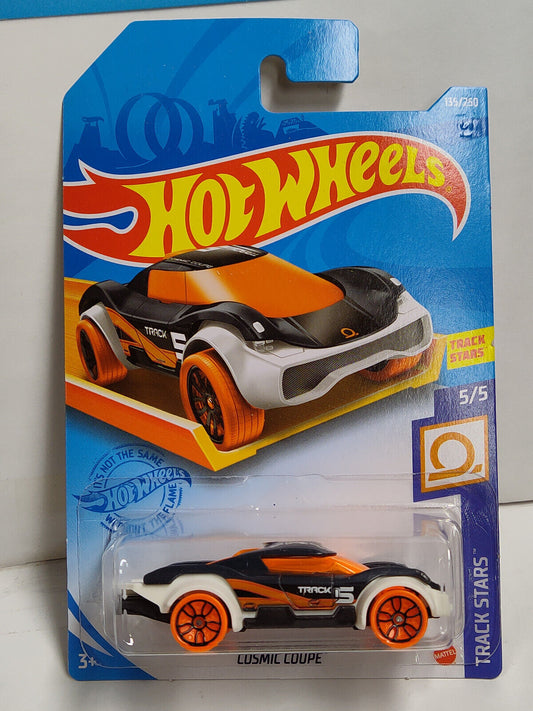 Hot Wheels #135 Mainline Track Stars Series #5 Cosmic Coupe Black Top CARD BENT