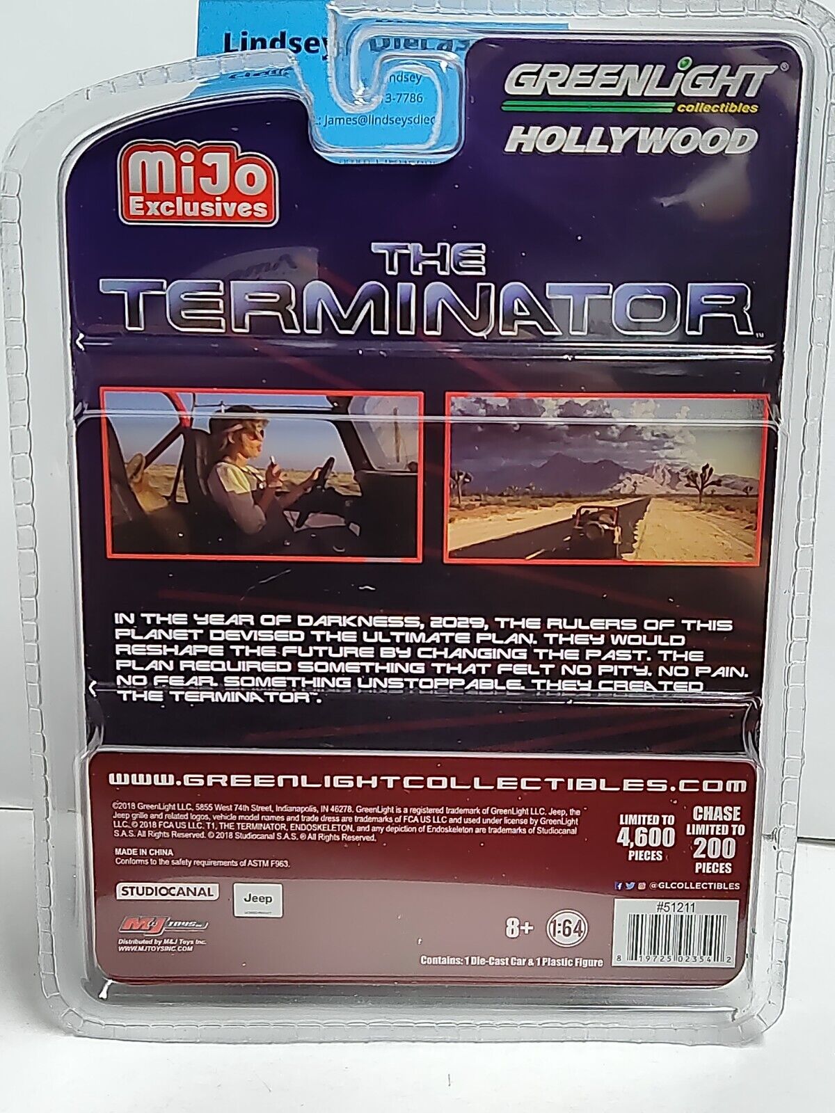 GreenLight MiJo Exclusive Terminator 1983 Jeep CJ-7 Renegade W/ Sarah Figure