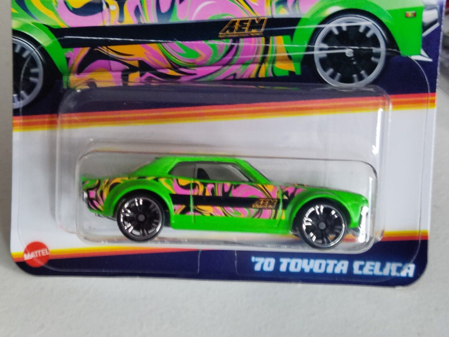 Hot Wheels #HRW67 Neon Speeders Series #1 '70 Toyota Celica BOTTOM EDGE BENT