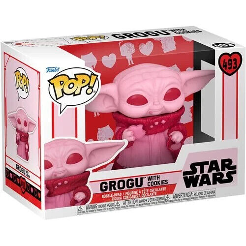 Funko Pop Valentine Edition Star Wars #493  Grogu With Cookie CORNER BENT ON FLA