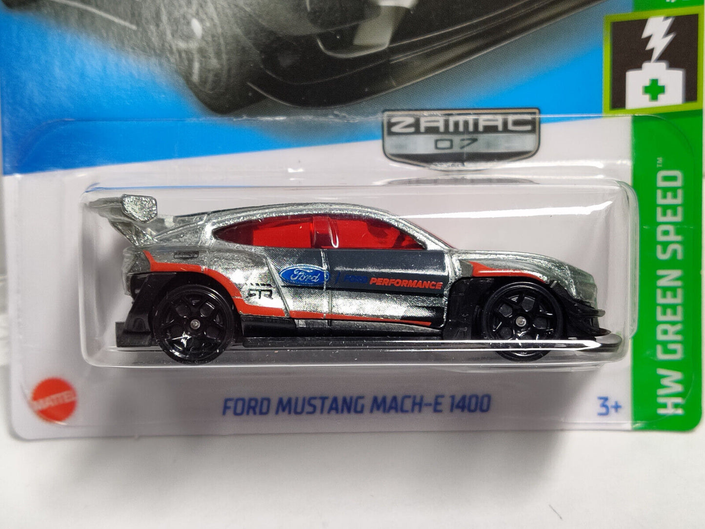 Hot Wheels #073 Green Speed  #1 Ford Mustang Mach-E ZAMAC CRK BLIST(Loc F/O)