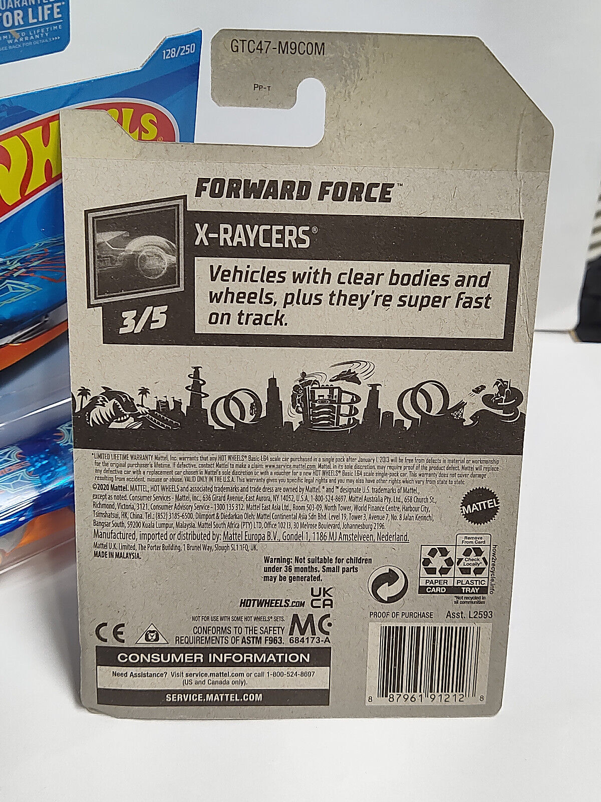 Hot Wheels #128 Mainline X-Raycers Series #3 Forward Force PEGHOOK BENT/CREASED