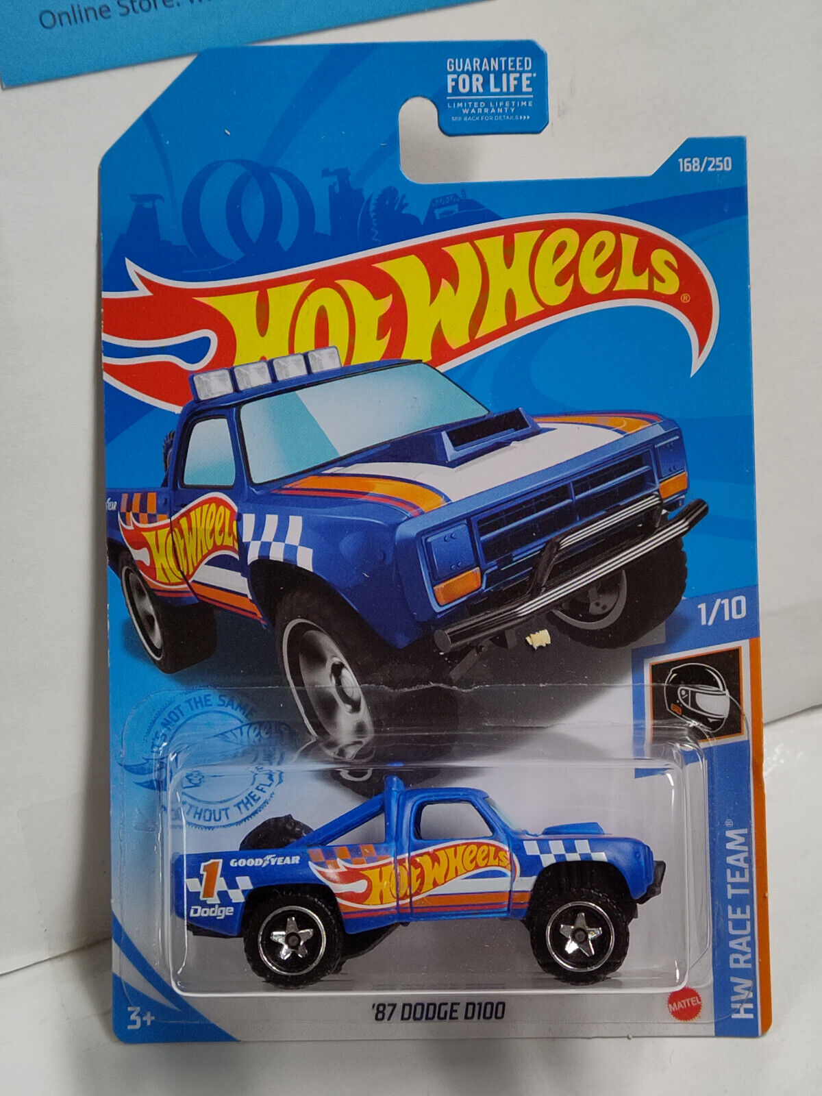 Hot Wheels #168 ML Race Team Series #1 '87 Dodge D100 Blue BLISTER PUSHED OUTWAR