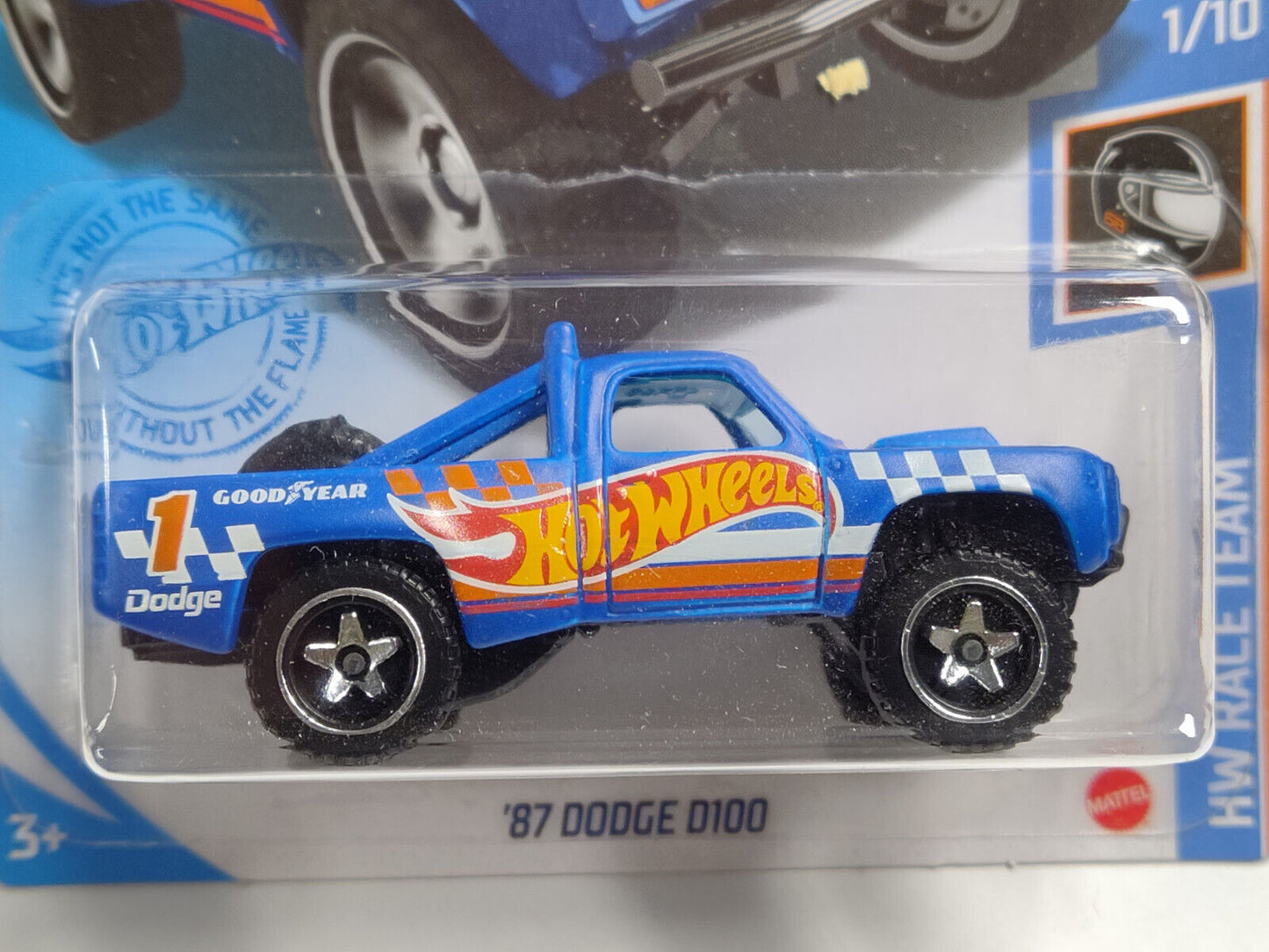 Hot Wheels #168 ML Race Team Series #1 '87 Dodge D100 Blue BLISTER PUSHED OUTWAR