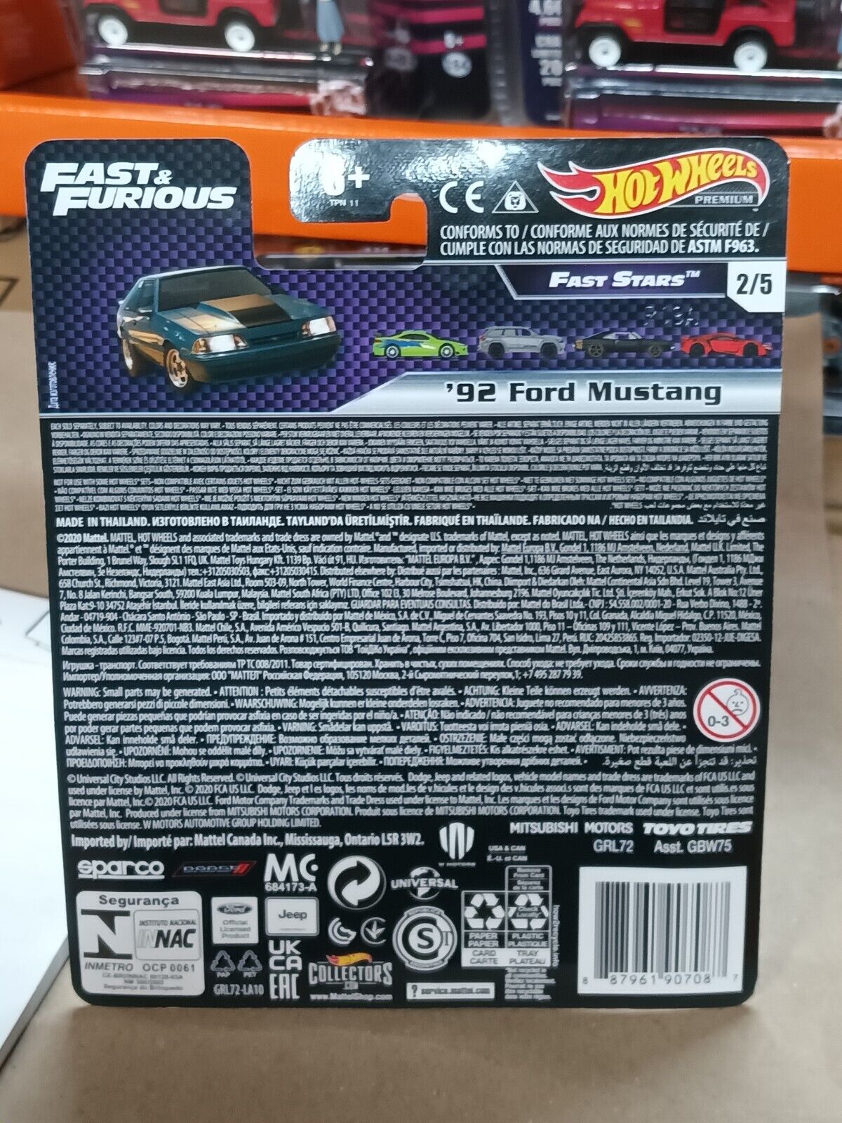 Hot Wheels GRL72 Fast and Furious Series #2  '92 Ford Mustang INDENTATION AT TOP