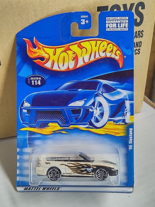 Hot Wheels 2001 #114 '96 Mustang BLISTER WRINKLED LOWER EDGES BADLY WORN(Loc J)