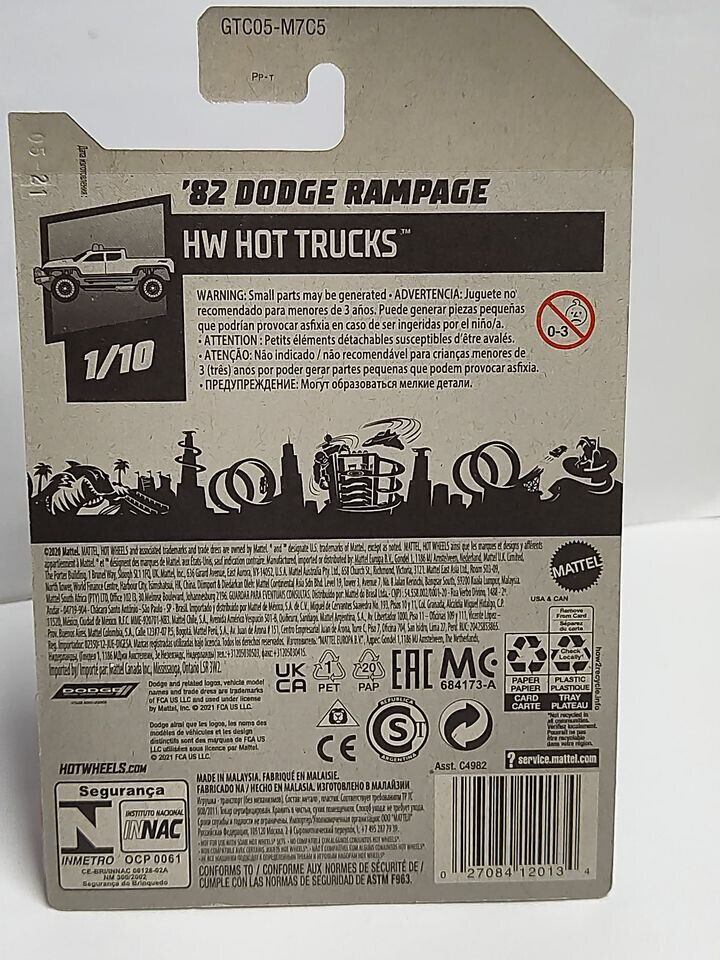 Hot Wheels #175 Main Hot Trucks Series #1 '82 Dodge Rampage (Blk)PGHK BENT/CREAS