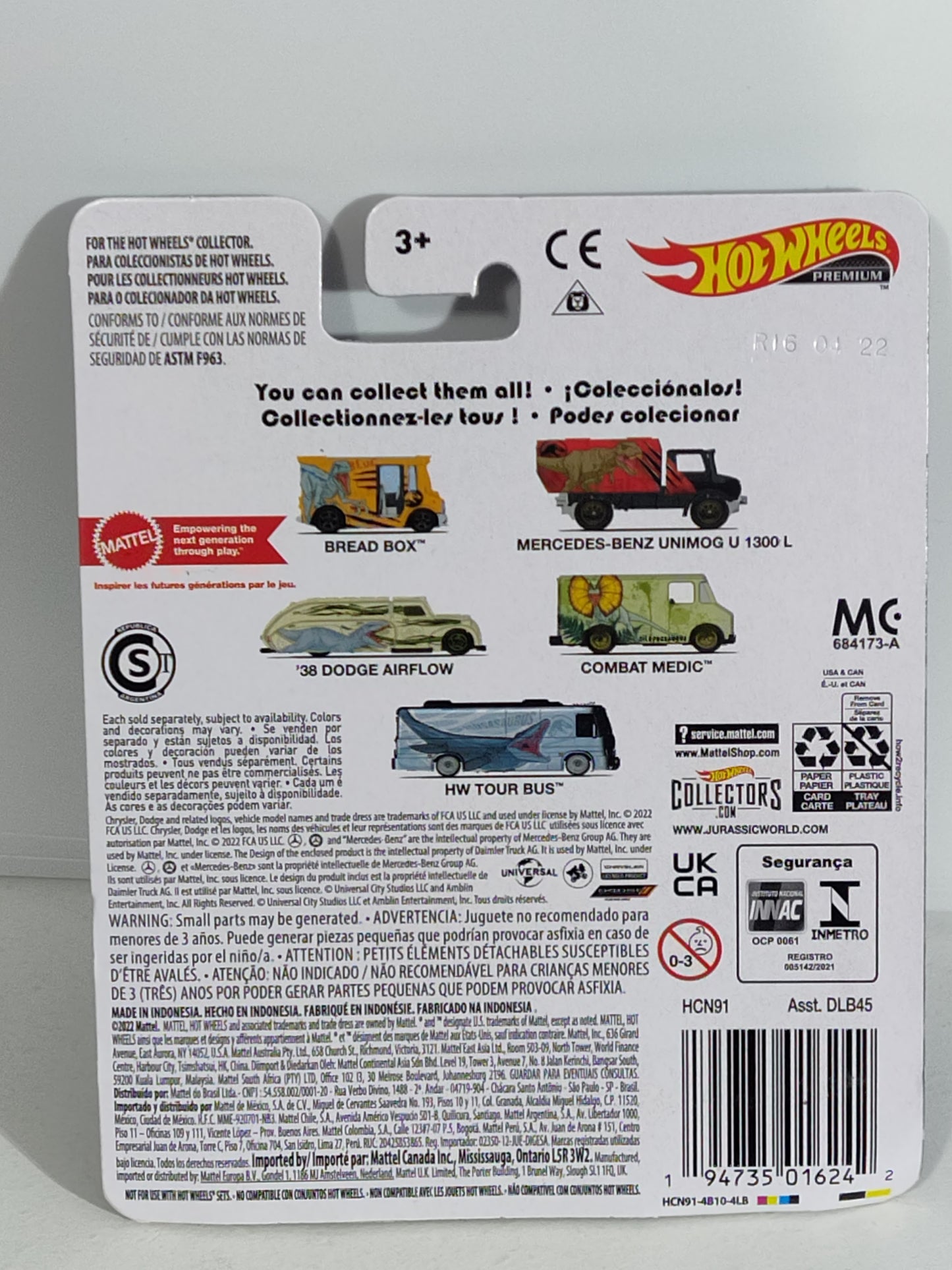 Hot Wheels HCN91 Jurassic World Series #5 HW Tour Bus BLISTER CRACKED LH SIDE (Box 78/79)