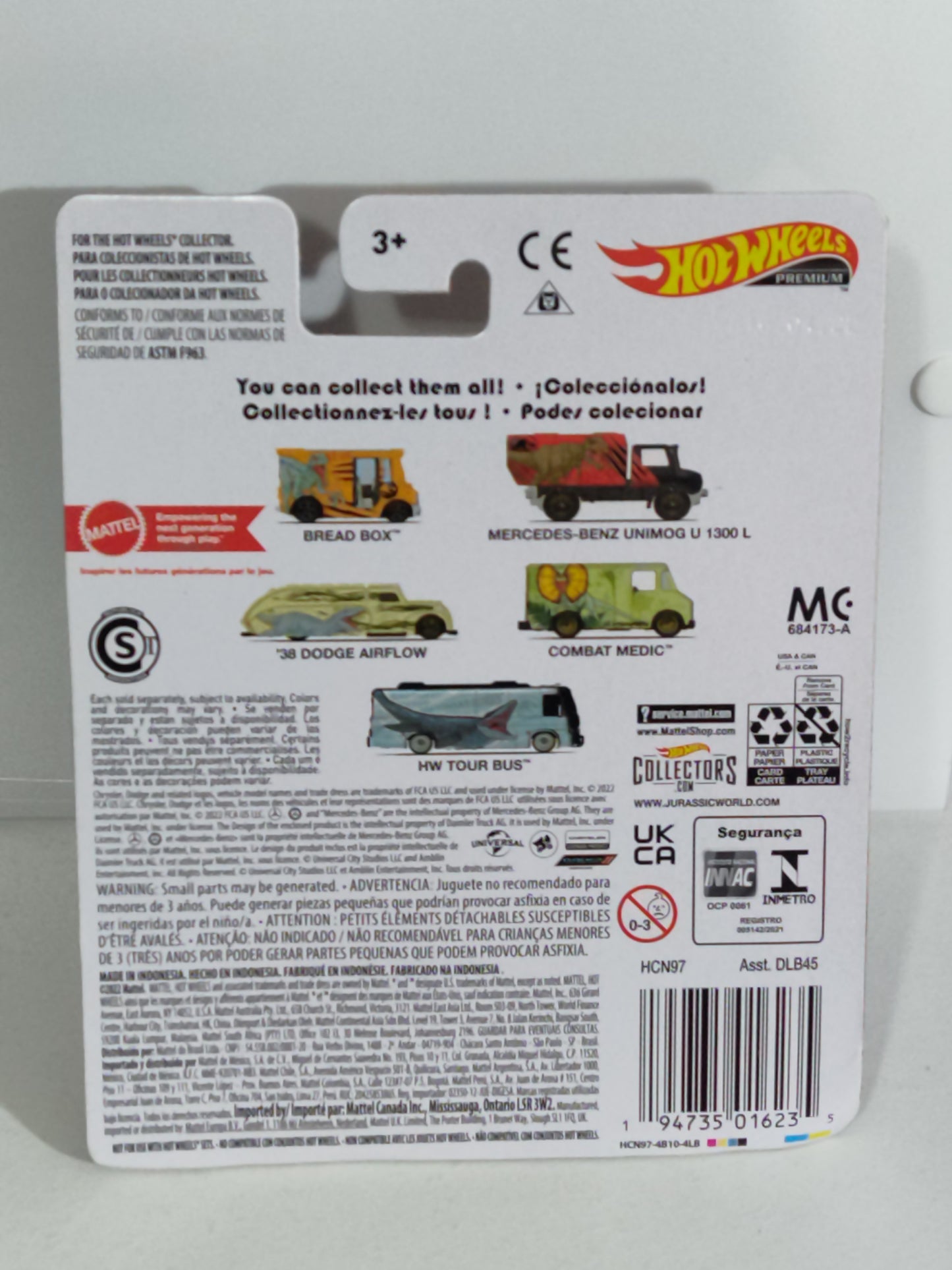 Hot Wheels HCN97 Jurassic World Series #2  Mercedes Benz Unimog U 1300L CORNERS BADLY CREASED (Box 78)